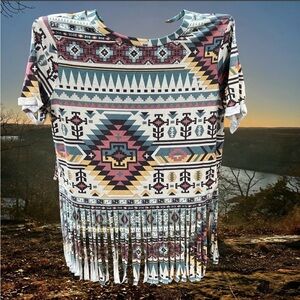 Avery Multicolor Tribal Fringe Top
